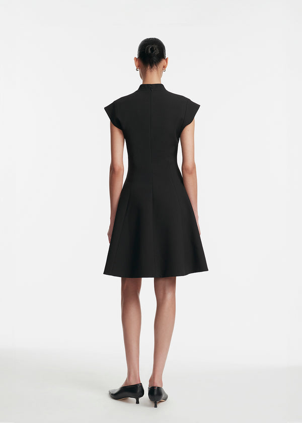 Lela Rose Fishing Lures Embroidered Stretch Twill Mini Dress Black
