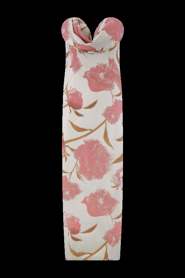 Lela Rose Floral Velvet Draped Bust Sheath Pink Multi