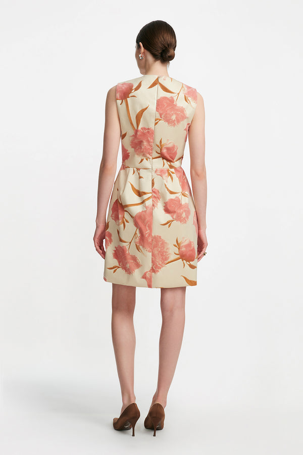 Lela Rose Floral Velvet Sleeveless Mini Dress Pink Multi