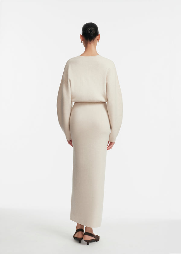 Lela Rose Herringbone Jacquard Knit Dolman Dress Taupe