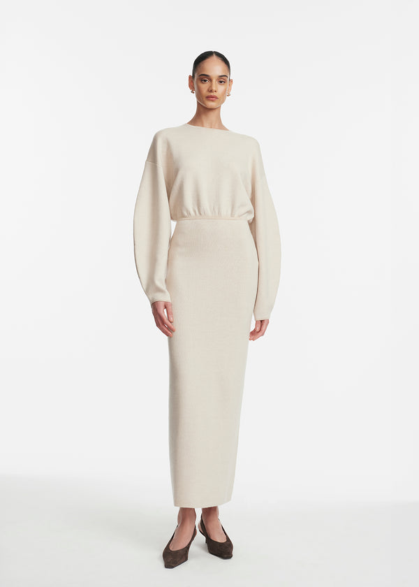 lela rose Herringbone Jacquard Knit Dolman Dress Taupe