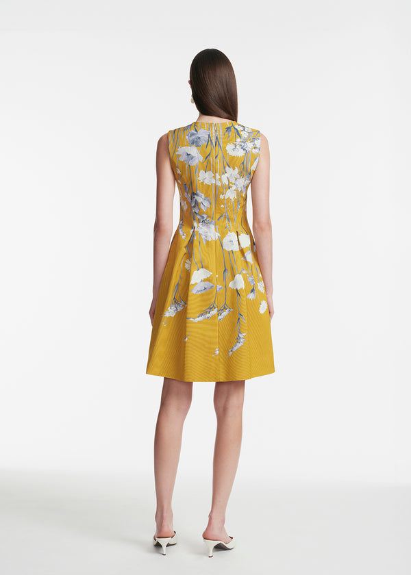 Lela Rose Floral Faille Betsy Dress Ochre Multi