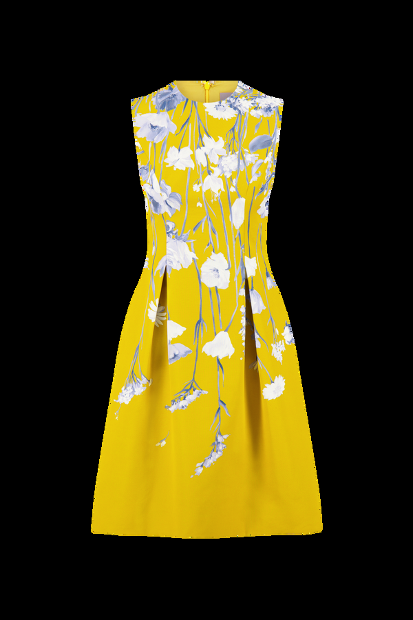 Lela Rose Floral Faille Betsy Dress Ochre Multi