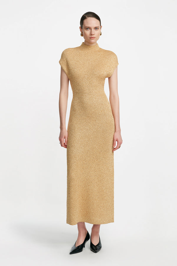 lela rose Sequin Knit Mock Neck Dress Sunlight