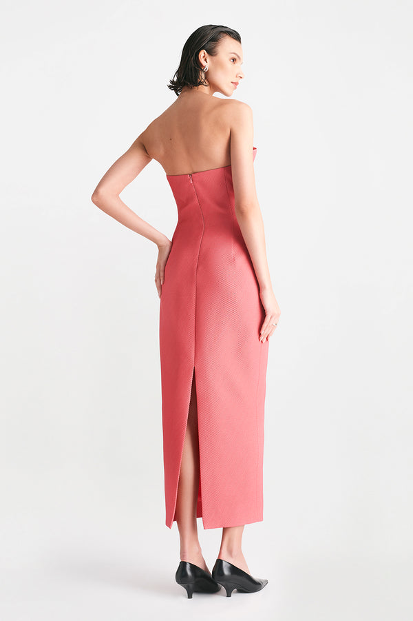 Lela Rose Textured Satin Draped Tulip Sheath Berry