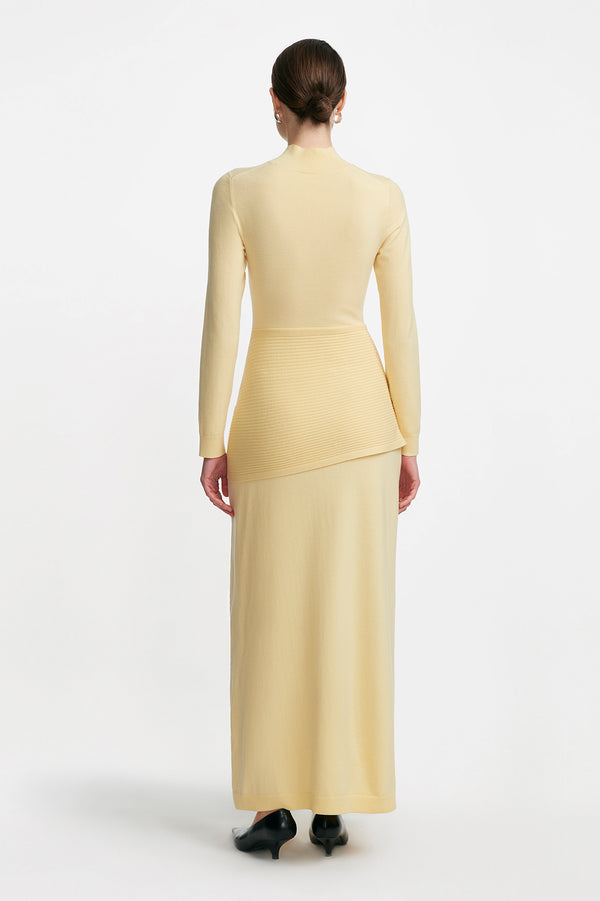 Lela Rose Merino Wool Knit Mock Neck Wrap Dress Sunlight
