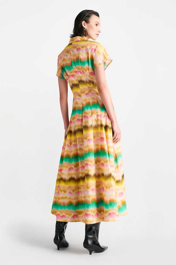 Lela Rose Sunset Cotton Seam Detail Shirt Dress Multi