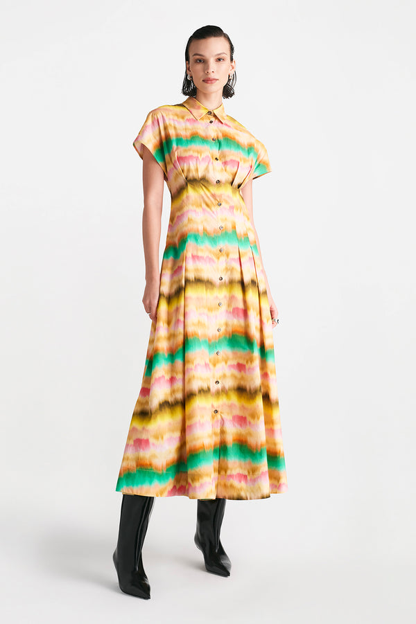 lela rose Sunset Cotton Seam Detail Shirt Dress Multi