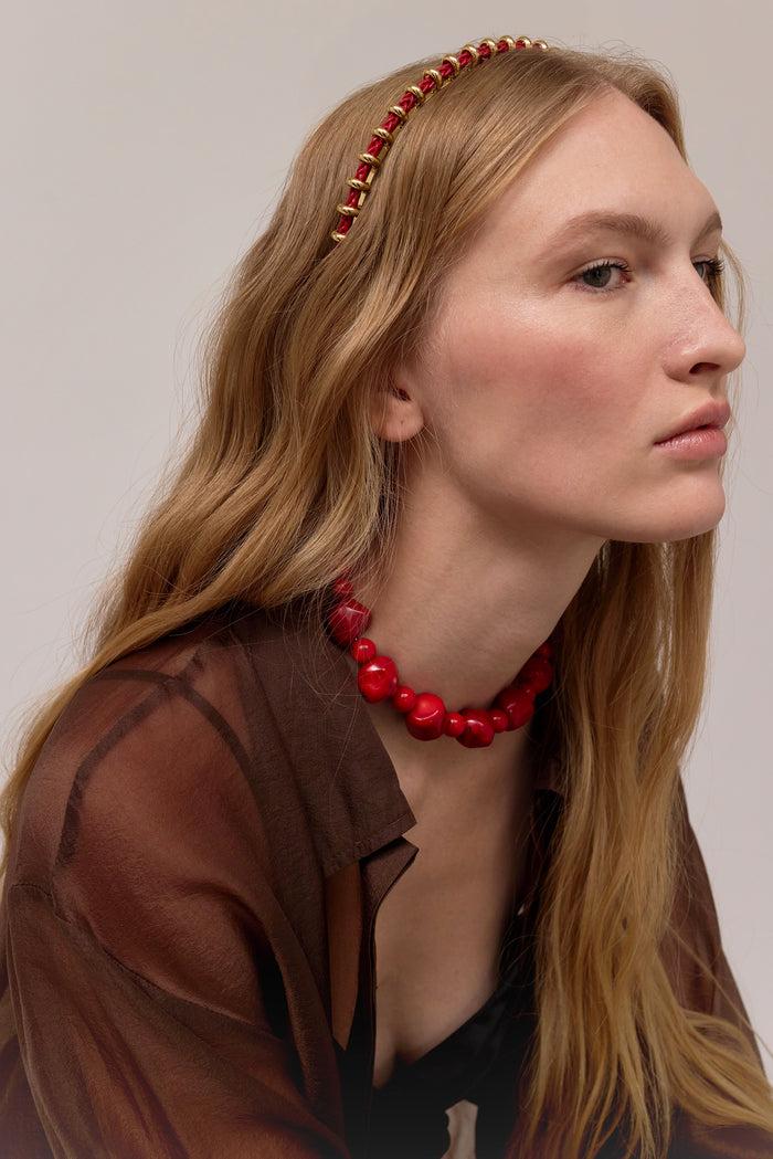 Lelet Ny Bentley Braided Leather Headband Chocolate