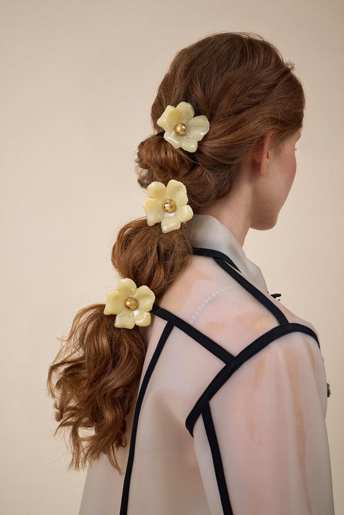 Lelet Ny Eden Resin Floral Ponytail Holder Yellow Quartz