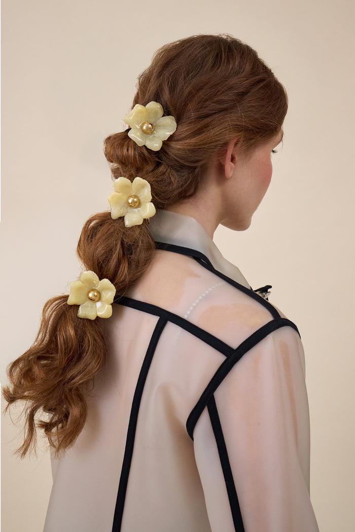 Lelet Ny Eden Resin Floral Ponytail Holder Yellow Quartz