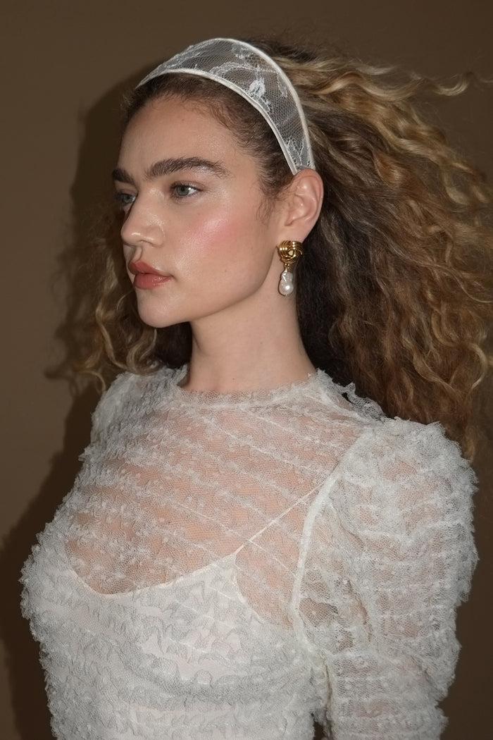 Lelet Ny Giselle Lace Wide Headband Blue Lace Agate