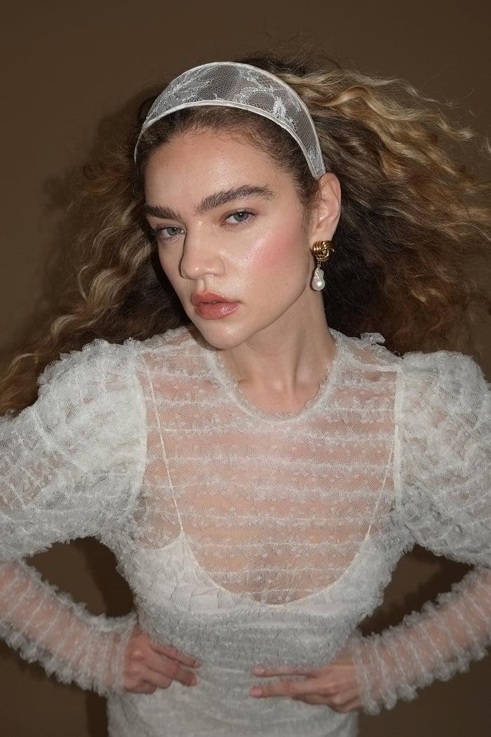 Lelet Ny Giselle Lace Wide Headband Blue Lace Agate