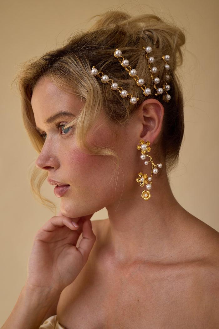 Lelet Ny Brynn Floral Pearl Linear Earrings