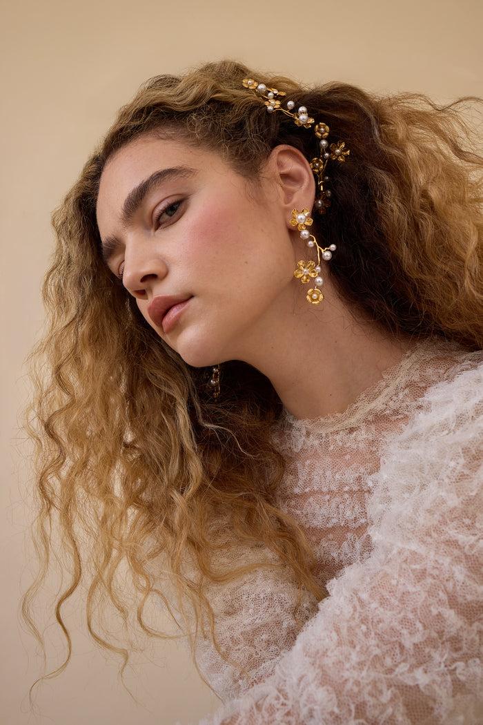 Lelet Ny Brynn Floral Pearl Linear Earrings