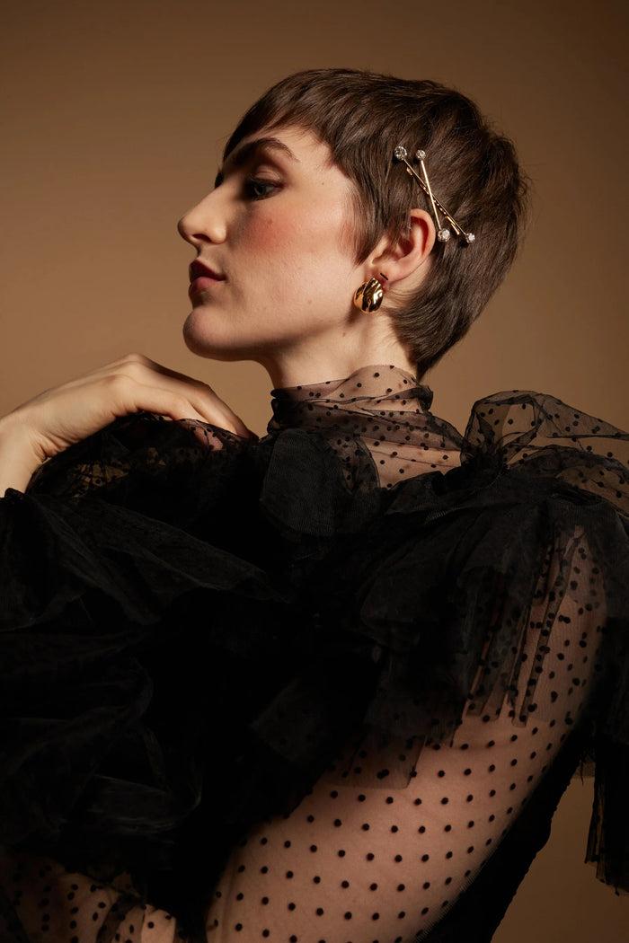 Lelet Ny Dash Dot Crystal Bobbi 14K GOLD PLATE