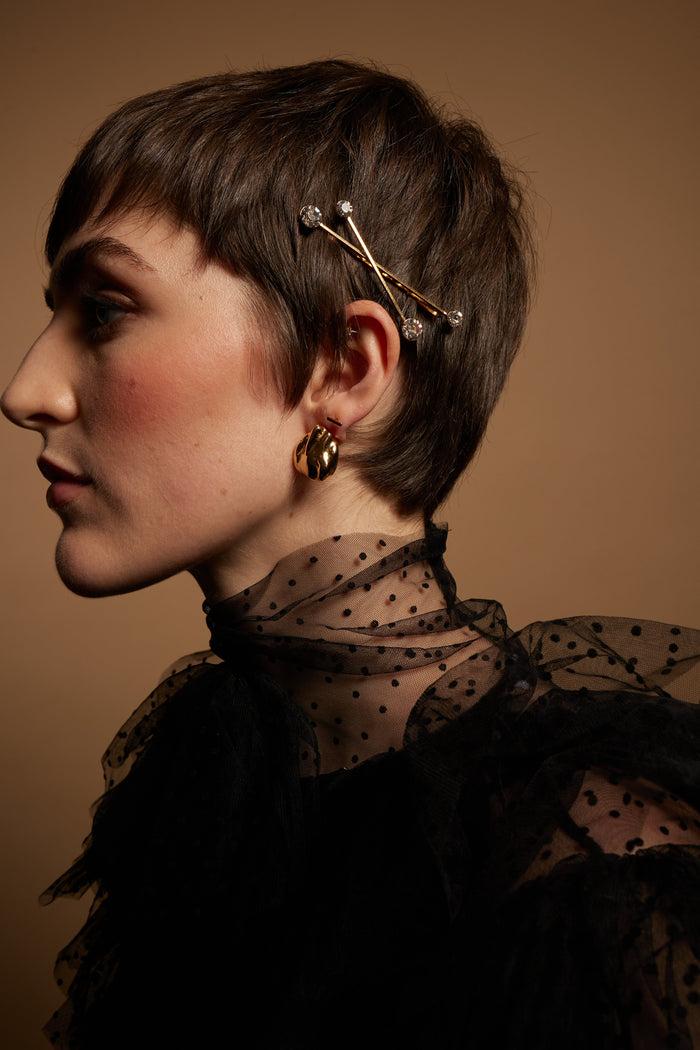 Lelet Ny Dash Dot Crystal Bobbi 14K GOLD PLATE