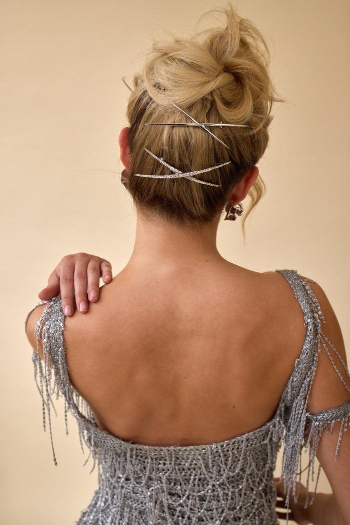 Lelet Ny Exes Crystal Barrette RHODIUM