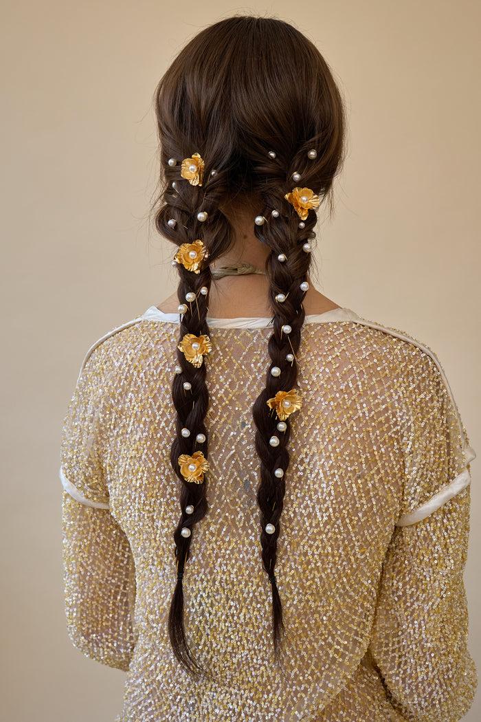 Lelet Ny Flora Pearl Hair Pin Set Of 4