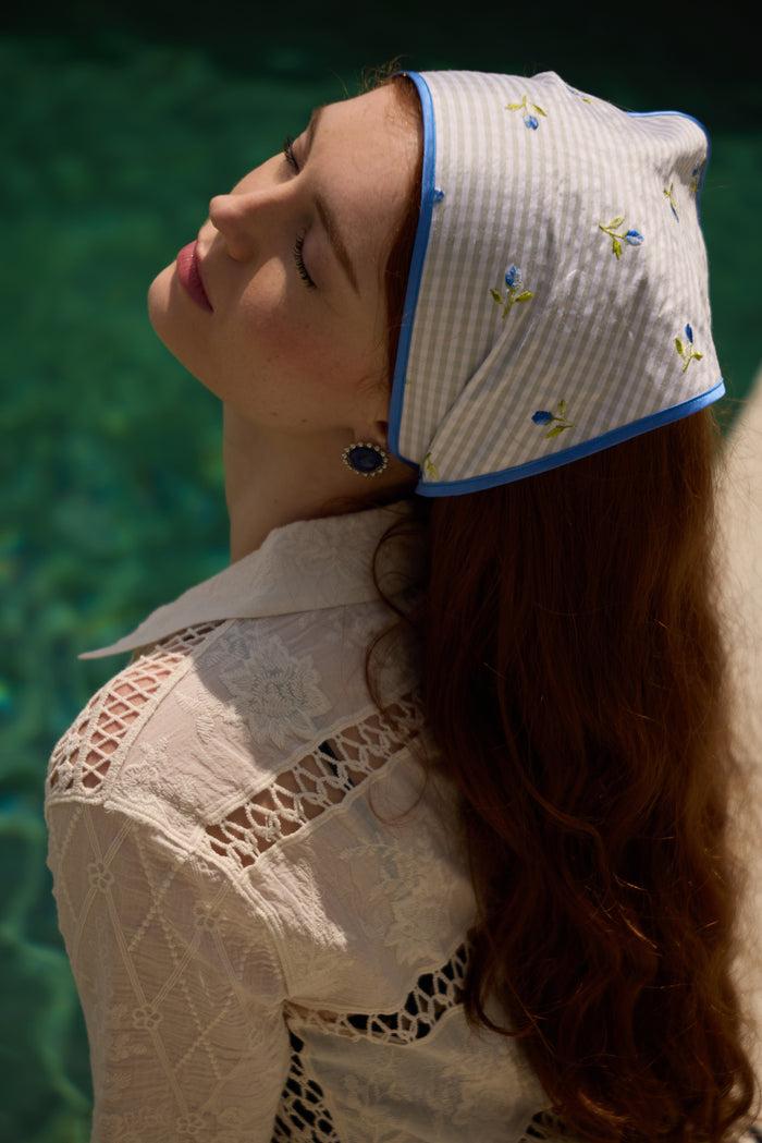 Lelet Ny Floral Gingham Bandana Red Floral