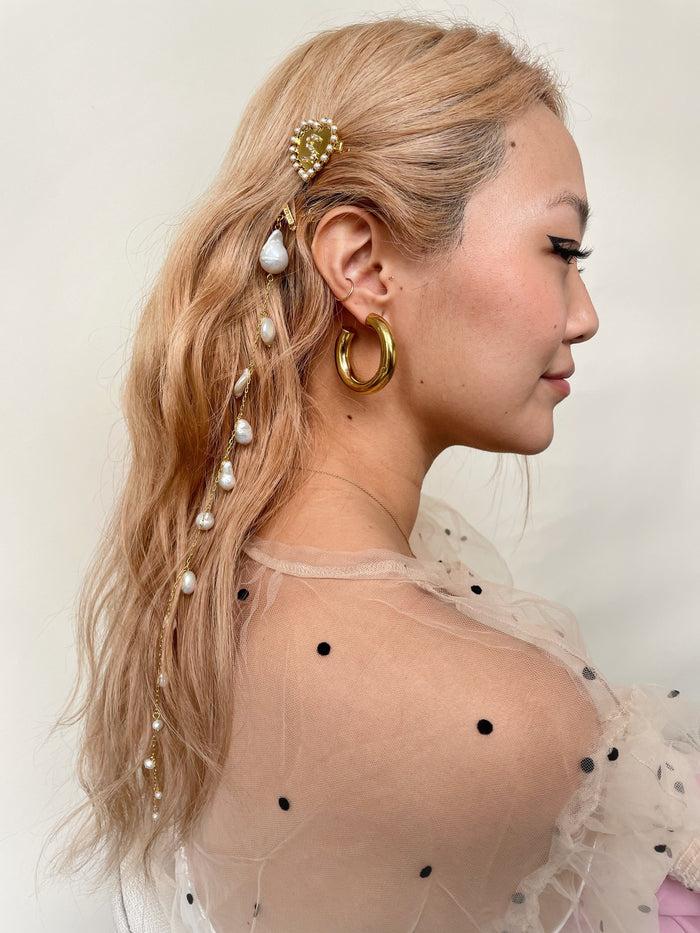 Lelet Ny Freshwater Pearl Spine Comb 14K GOLD