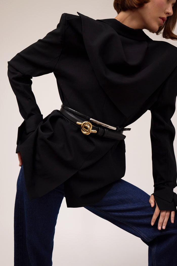 Lelet Ny Glossy Bar Belt Chocolate Suede