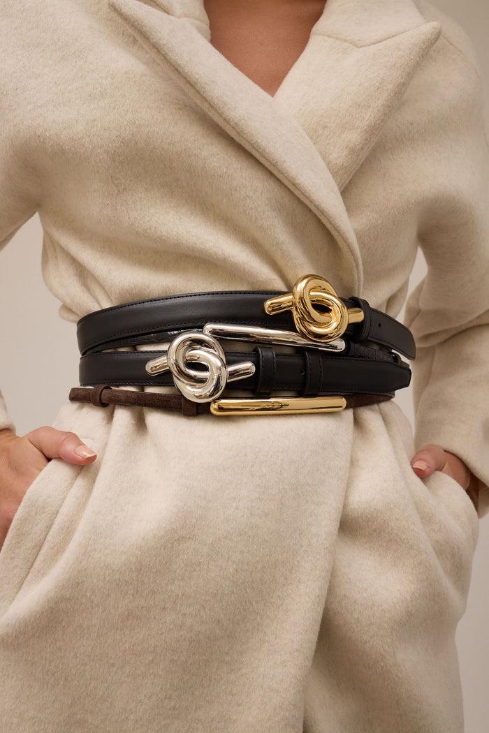 Lelet Ny Glossy Bar Belt Chocolate Suede