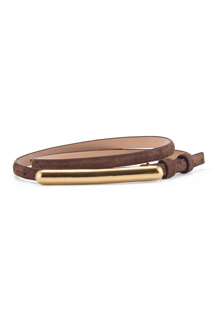 lelet ny Glossy Bar Belt Chocolate Suede