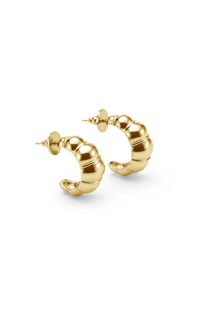 lelet ny Glossy Croissant Hoop Earrings Gold