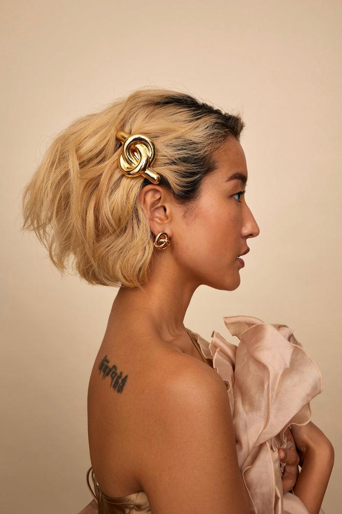 Lelet Ny Glossy Knot Barrette 14K GOLD PLATE