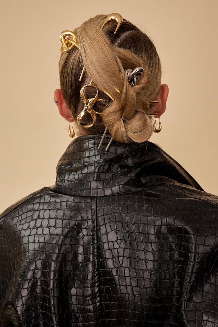 Lelet Ny Glossy Knot French Pin 14K Gold Plate