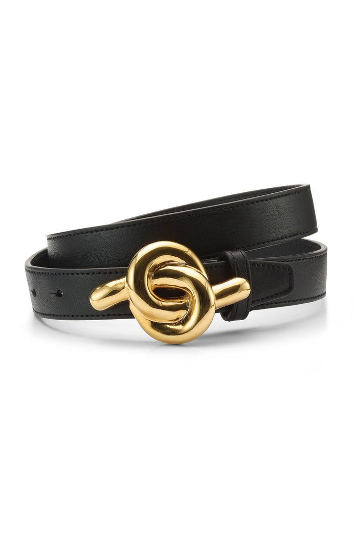 lelet ny Glossy Knot Leather Belt Black