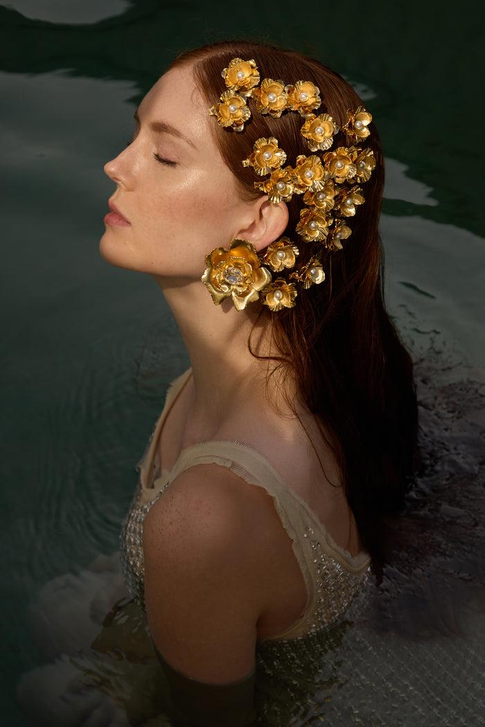 Lelet Ny Jasmine Floral Crystal Button Earrings