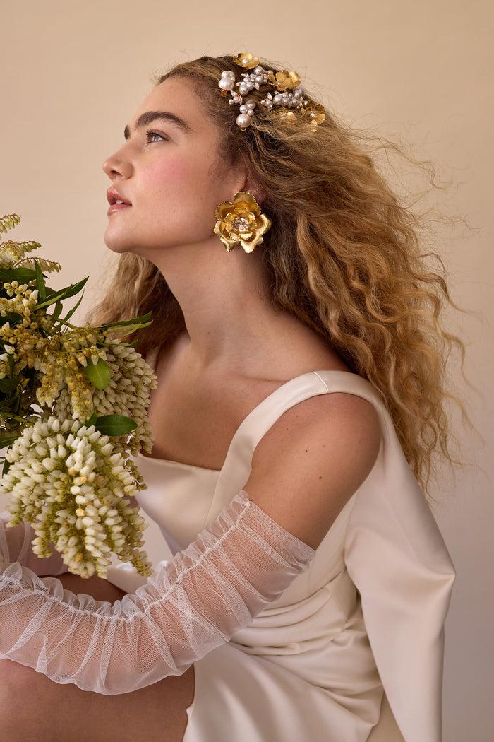 Lelet Ny Jasmine Floral Crystal Button Earrings