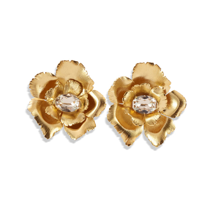 lelet ny Jasmine Floral Crystal Button Earrings