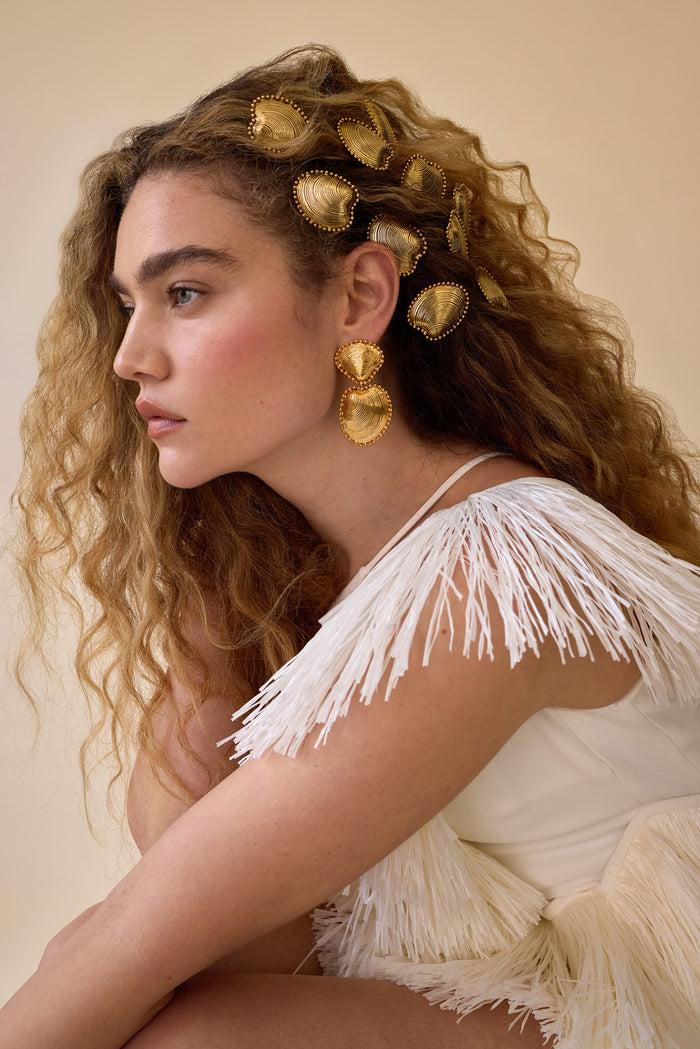 Lelet Ny Kya Ballchain Seashell Drop Earrings