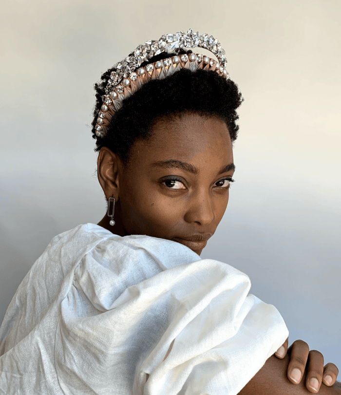 Lelet Ny Lea Silk Pearl And Crystal Crown