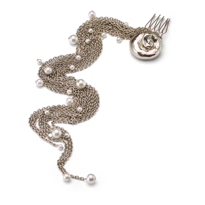 lelet ny Leila Swirl Chain Pearl Comb