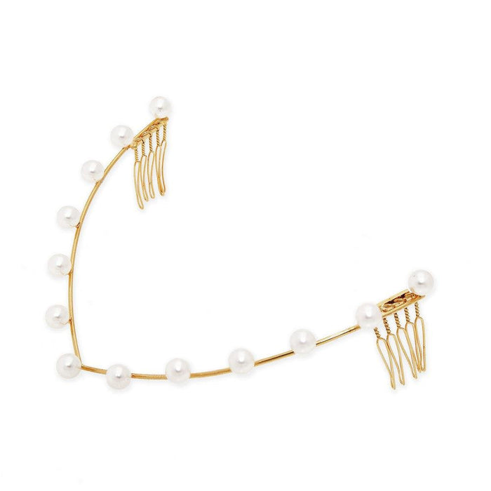 lelet ny Lunar Pearl Vee Halo 14K GOLD PLATE