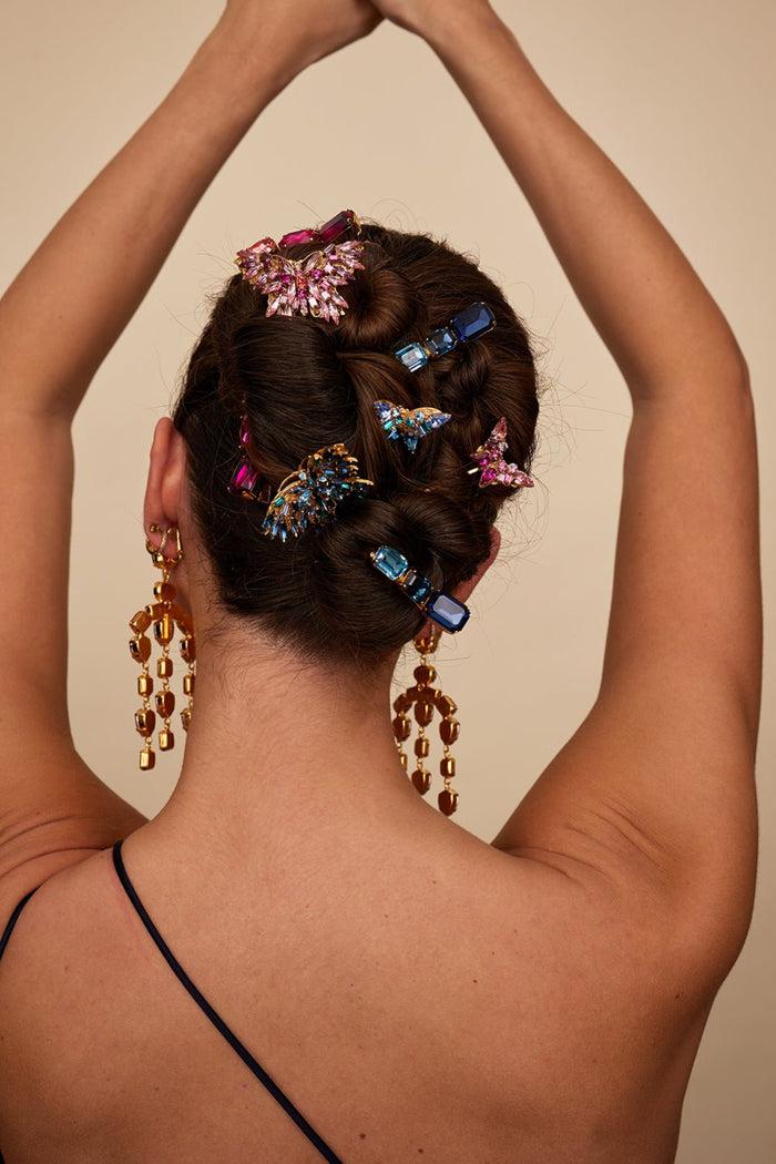 Lelet Ny Mika Crystal Clip Set Of 2 Pink