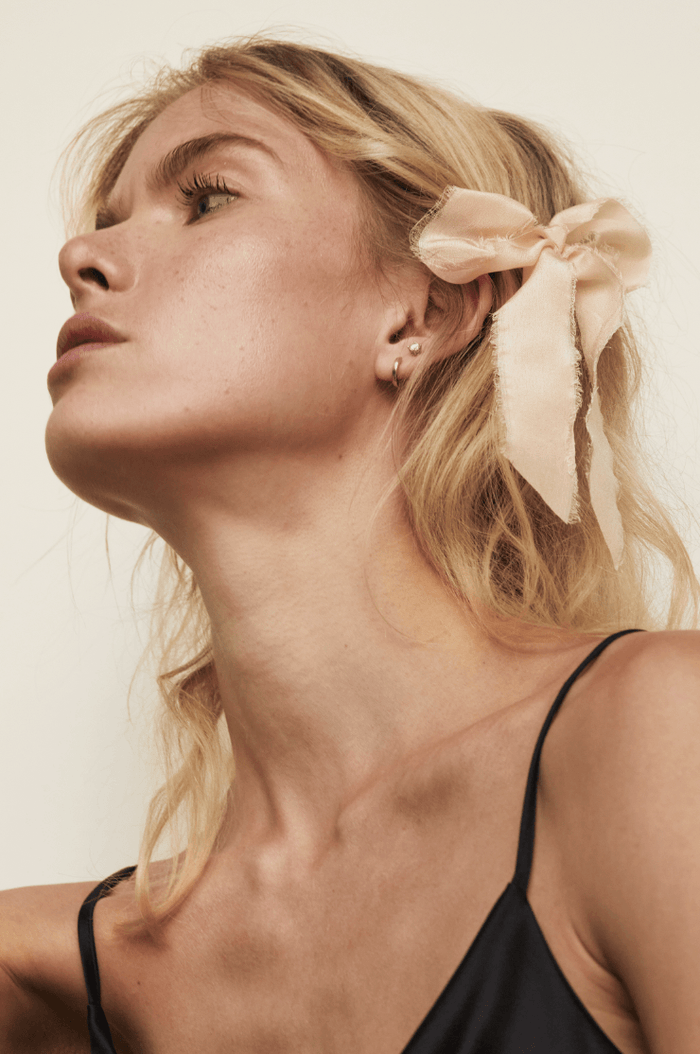 Lelet Ny Mini Raw Edge Silk Bow Blush