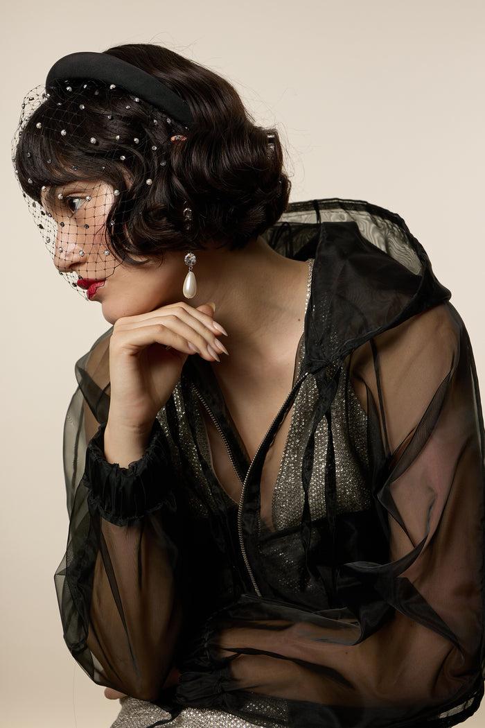 Lelet Ny Pearl And Crystal Blusher Veil Headband