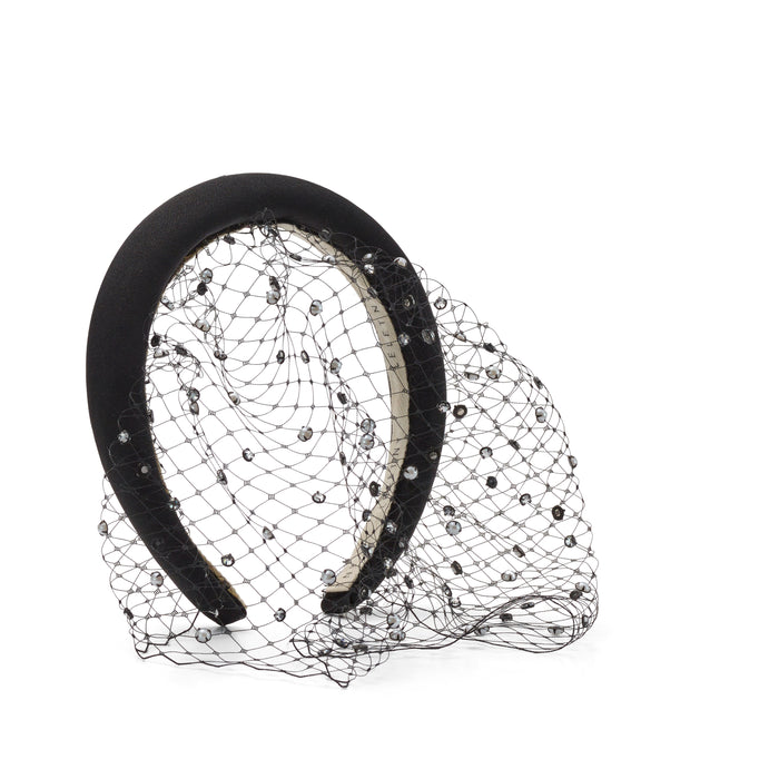 lelet ny Pearl and Crystal Blusher Veil Headband