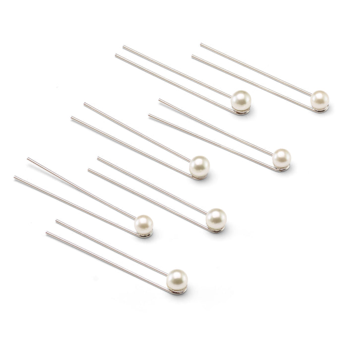 lelet ny Pearl Hair Pin Set of 7 Rhodium