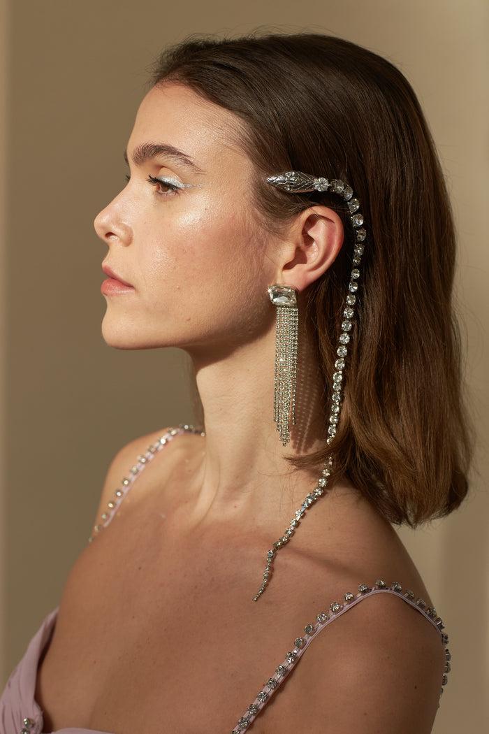 Lelet Ny Serpent Crystal Spine Clip Rhodium