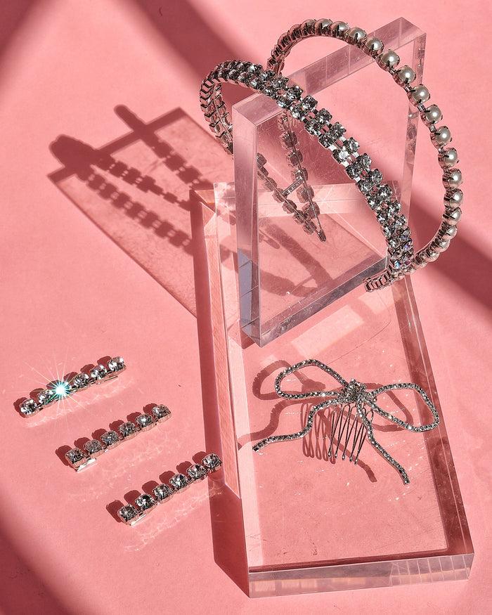 Lelet Ny Simple Crystal Bobbi Set Of 2 Rhodium