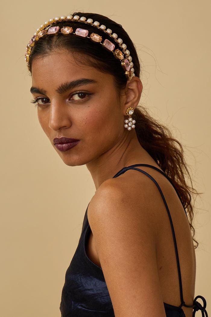 Lelet Ny Mika Pearl And Crystal Double Strand Headband