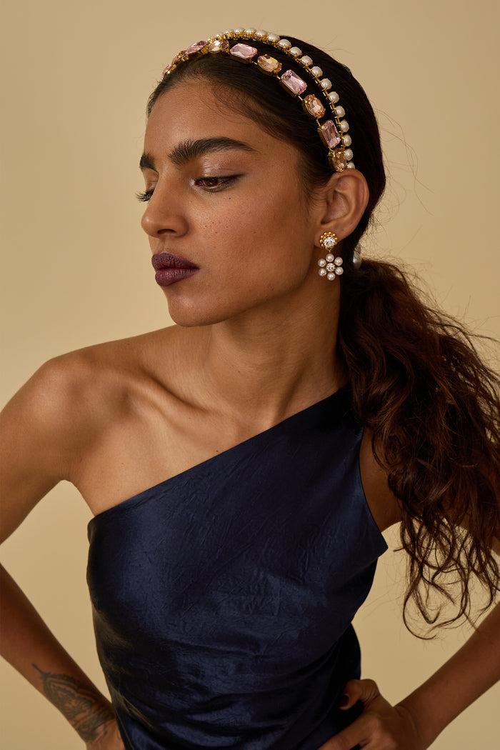 Lelet Ny Mika Pearl And Crystal Double Strand Headband