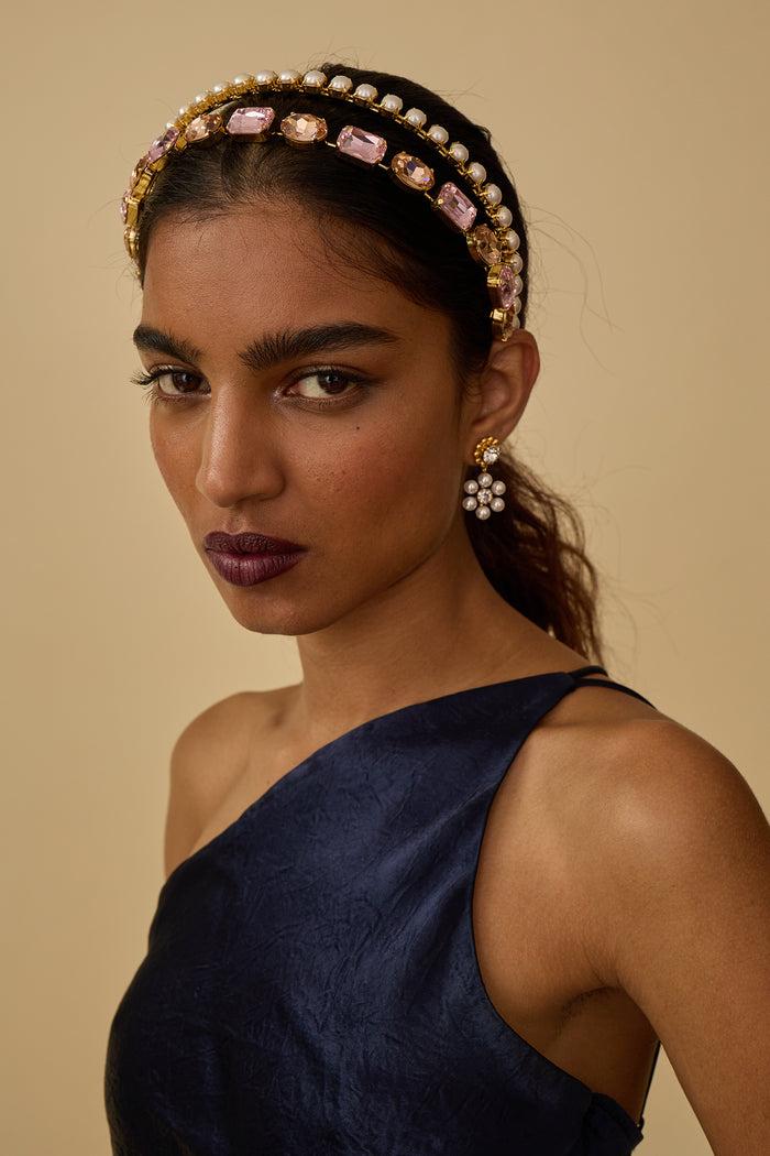 Lelet Ny Mika Pearl And Crystal Double Strand Headband