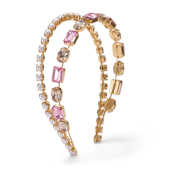 lelet ny Mika Pearl and Crystal Double Strand Headband